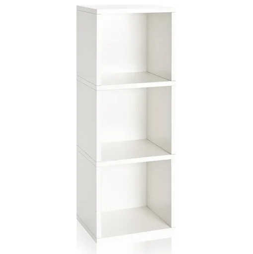 Way Basics Bookcases<36.8"H Wynwood 3-Cube Narrow Bookcase Organizer and Modern Eco Storage Shelf Unit, White (WB-3CUBE-WE)