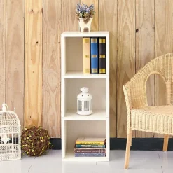 Way Basics Bookcases<36.8"H Wynwood 3-Cube Narrow Bookcase Organizer and Modern Eco Storage Shelf Unit, White (WB-3CUBE-WE)